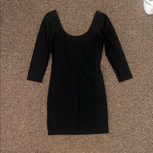 Forever 21 Black Bodycon Dress 3/4 Sleeve Scoop Back